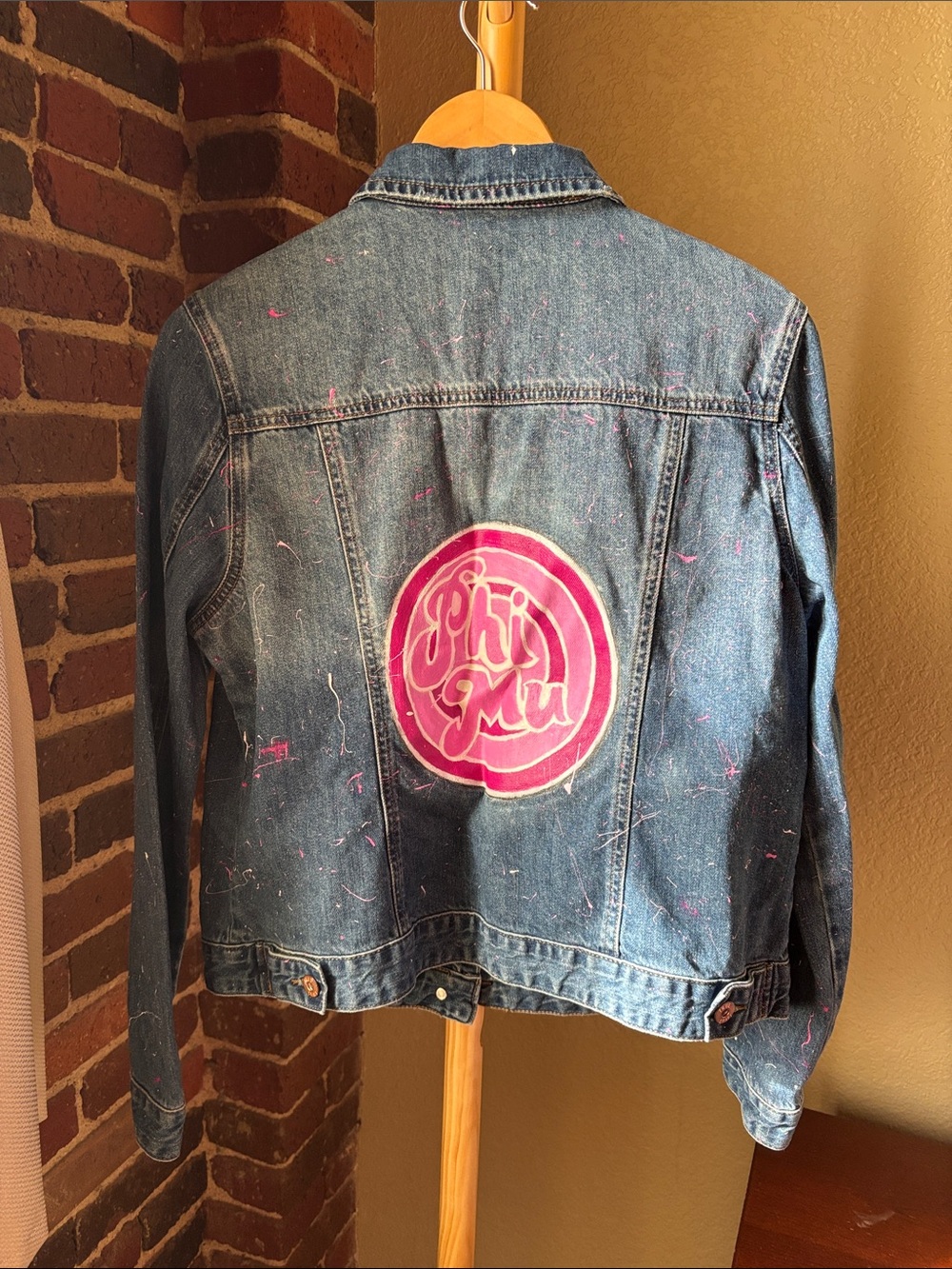 Phi Mu Handpainted True Craft Women's Denim Jacket Size L